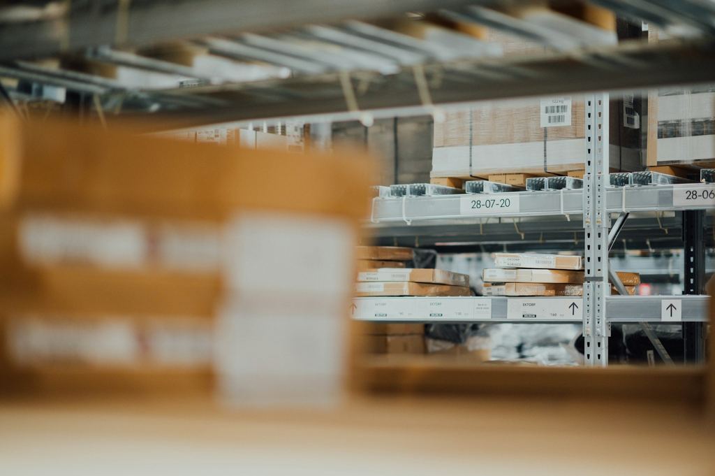 Stockroom shelving used as category context for retail and reseller supply enquiries